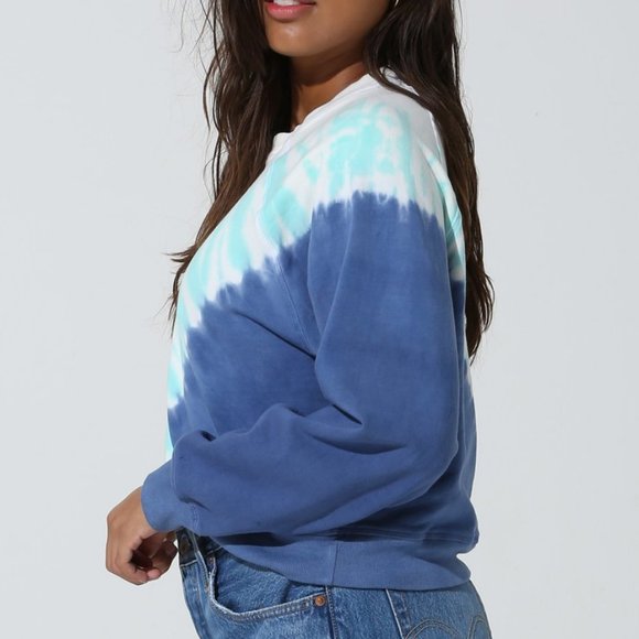 NWT- Electric & Rose Indigo & Opal Tie-Dye Echo Ronan Raglan Sweatshirt -XS. - Picture 2 of 6